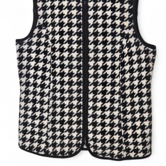 Susan Graver Zip Front Houndstooth Vest Black/White Sleeveless Core Classic Sz S - Picture 4 of 10